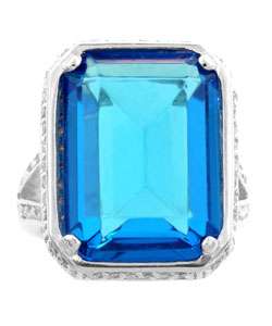 Sterling Silver Blue CZ Cocktail Ring  