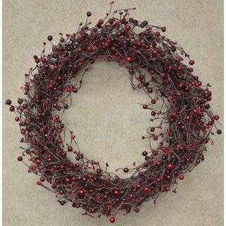   Wreath Primitive Country Burgundy 22 Pip Berry & Twig