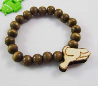   New Wood Hand Pendant Ball bead Chain Bracelet Rosary Hiphop jewelry