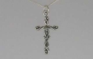 Sterling Silver Ornate Cross Necklace, New  