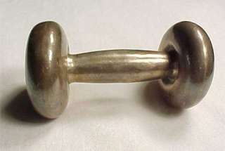 ANTIQUE VICTORIAN BARBELL B & M STERLING BABY RATTLE  