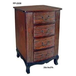  Wooden and Rattan Chest with Four Drawers