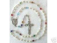 Personalized MOTHERS ROSARY Crafted w/ Swarvoski Pearls & Glass 