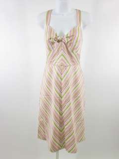 LAUNDRY BY SHELLI SEGAL Pink Green Striped Dress Sz 6  