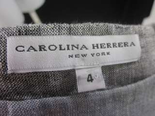 CAROLINA HERRARA Blue Wht Linen Knee Length Skirt Sz 4  