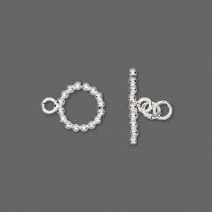  #9503 Clasp, toggle, sterling silver, 10mm beaded round 