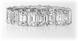   Emerald Cut DIAMOND ETERNITY BAND Wedding RING 14K White Gold, size 5