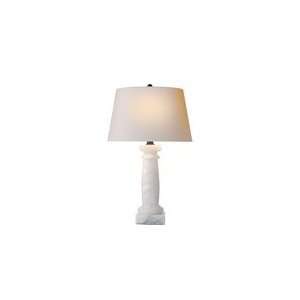 Chart House Chubby Column Table Lamp in Alabaster with Natural Paper 