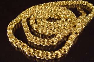 NEW 38 INCH GOLD PLATED SQUARE BYZANTINE NECKLACE CHAIN  