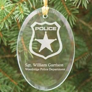  Personalized Police Officer Glass Christmas Ornament
