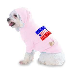 VOTE FOR FIREMAN Hooded (Hoody) T Shirt with pocket for your Dog or 