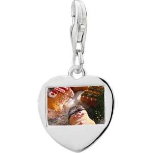 925 Sterling Silver Decorated Christmas Cookies Photo Heart Frame 