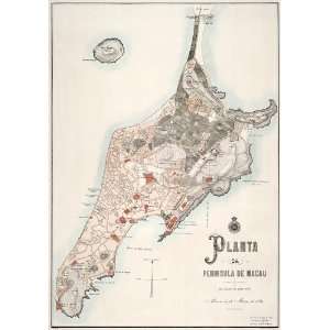  Antique Map of Macau (1889) by Sociedade de Geografia de 