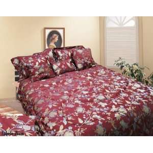 7pcs King Burgundy Jacquard Comforter Bed in a Bag Set 
