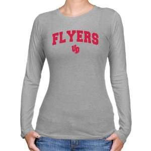  NCAA Dayton Flyers Ladies Ash Logo Arch Long Sleeve Slim 