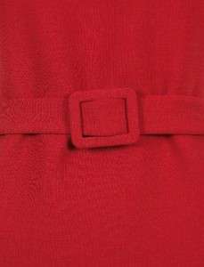   Studio Womens Red Wool Blend Crepe Belt Zip Up Sleeveless Dress  