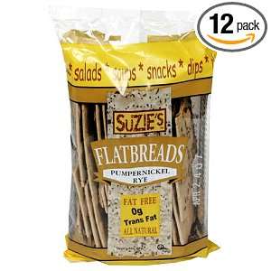 Suzies Flatbread, Pumpernickel Rye, 4.5 Ounce Bags (Pack of 12 