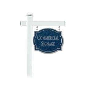  COMMERCIAL SIGN CLASSIC WHITE POST MOUNTED COBALT BLUE 
