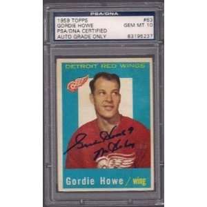 GORDIE HOWE SIGNED TOPPS 1959 RED WINGS CARD #63 PSA/DNA 