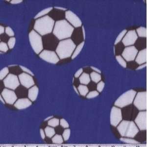   Nordic Fleece Fabric Soccer Blue By The Yard Arts, Crafts & Sewing