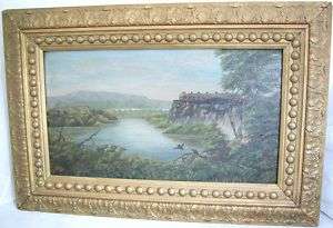 Signed Antique Original Oil on Art Board by R.C. Lewis  