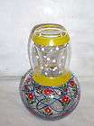 handpainted flowers dots tumble up night time bedside water decanter