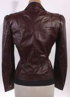 WOMENS VINTAGE SOFT LEATHER FITTED BELTED JACKET/BLAZER sz S  