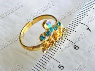 wholesale lot 50pcs Crown rhinestone golden rings FREE  