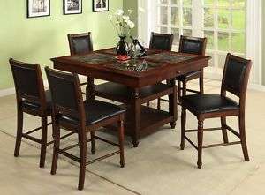   FURNITURE MONTE CARLO COUNTER HEIGHT GATHERING TABLE SET 6 STOOLS