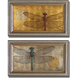   Pinto Dragonfly on Silver and Gold 2 piece Art Set  