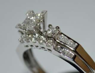DIAMOND WEDDING SET WHITE GOLD 2 PIECE ENGAGEMENT RING + BAND .5ct 