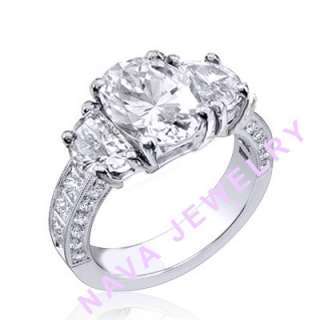 36 Ct. OVAL CUT 3 STONE DIAMOND ENGAGEMENT RING NEW  
