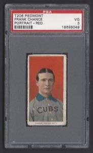 1909 11 T206 Frank Chance Red Portrait Chicago Cubs HOF PSA 3  