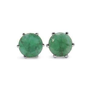  1.05 Carat Genuine Emerald Sterling Silver Stud Earrings 
