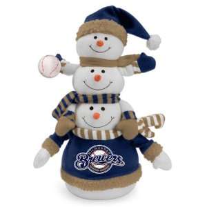 MLB Milwaukee Brewers Plush Towering Triple Snowman Christmas 