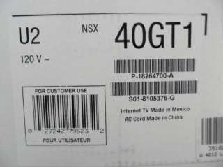 Sony Google TV 40 1080p HDTV LED Television Monitor Model NSX40GT1 