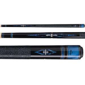  Viking Ebony Pool Cue with Brilliant Blue Inlays and Ring 