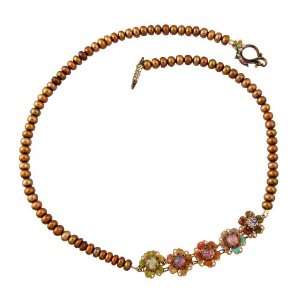 Michal Negrin Necklace Made of Beaded Fresh Water Pearls, Five Flower 