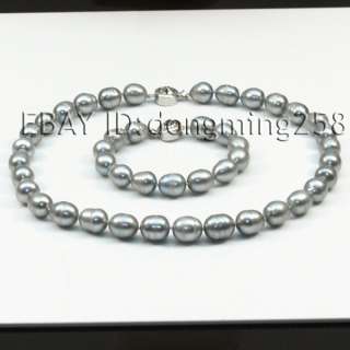    12MM SILVER GRAY YELLOW CUTLURED PEARL NECKLACE BRACELETS D41  