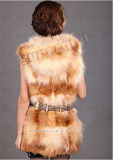New 100% Real Genuine Fox Fur Vest Fox Collar Gilet Waistcoat Winter 