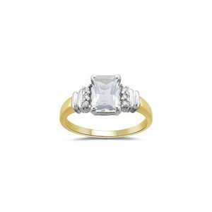  0.08 Cts Diamond & 1.46 Cts White Topaz Ring in 14K Two 