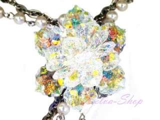 Bling Crystal Pendants and Pearls Necklace using Swarovski Elements 