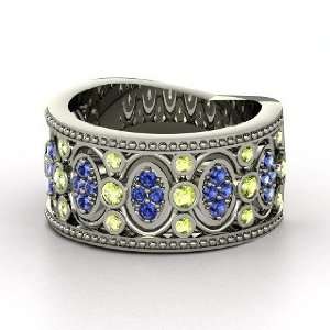 Renaissance Band, Palladium Ring with Peridot & Sapphire