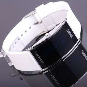 New Cool LED Digital Watch Style Mens/Womens Sports Watch White Belt 