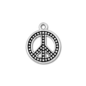  Antique Silver Plated Beaded Peace Sign Charm Arts 