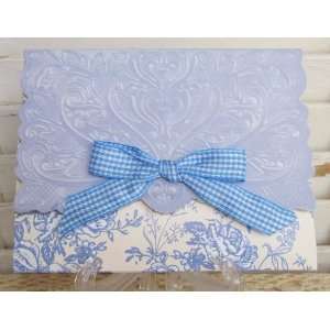  Carol Wilson Blue Toile Floral 10 ct Note Card Set w/Bible 