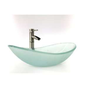  1/2 Thickness Bathroom Frosted Oval Style Glass Vessel 