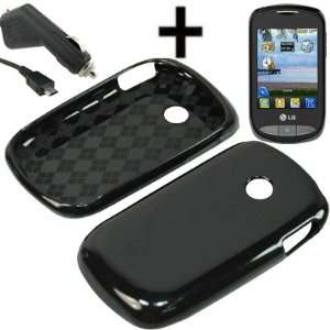   Case for Tracfone, Net 10, Straight Talk LG 800G + Car Charger Black