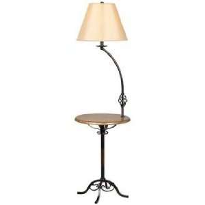  Wrought Iron Wood Tray Table Floor Lamp
