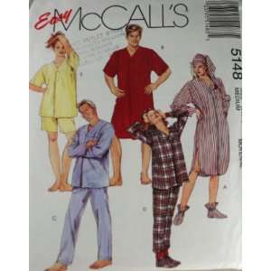 McCalls 5148 Pattern Misses,Mens,Teen Boys Sleepwear,Hat,Booties Size 